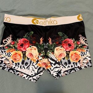 Ethika women’s staple compression shorts.